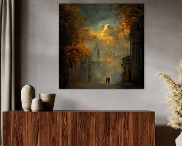 Der goldene Herbstweg zum Licht | Wo zwei Schatten den Himmel küssen von Karina Brouwer