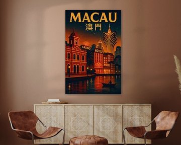 Macau Night Reflections – Neon Lights & Historic Waterfront