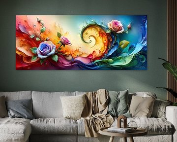 Roosendroom in het surrealisme - Van de vloeiende golven van de zee tot de ontwakende bloesems van een dromende natuur van AidasignArt