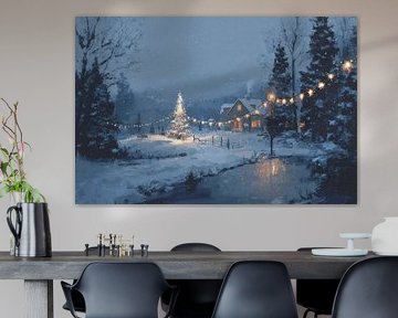 Arbre de Noël en lumière hivernale Paysage magique en soirée