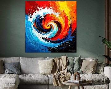 A vortex of contrasts: The wave-like fusion of warm and cold colour worlds 1 of 3 by AidasignArt
