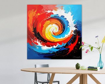 Abstract swirls of opposites: The wave-like fusion of warm and cold colour worlds 3 of 3 by AidasignArt