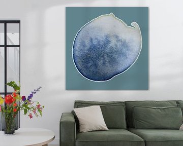 Soft Tide Aqua Mineral - Ruhige abstrakte Aquarellfarbe in kühlen Blautönen von Saskia Mensink PRINTS