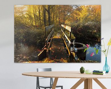 Waterloop forest bridge in autumn by Martien Hoogebeen Fotografie