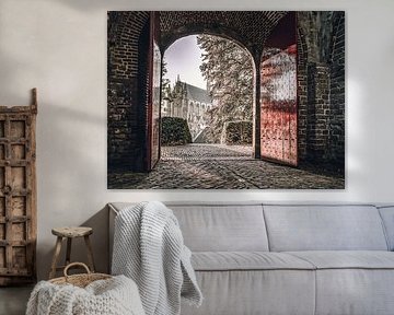 Burcht met zicht op de Hooglandse kerk van Dirk van Egmond