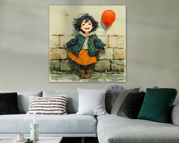 fille avec ballon sur Gelissen Artworks