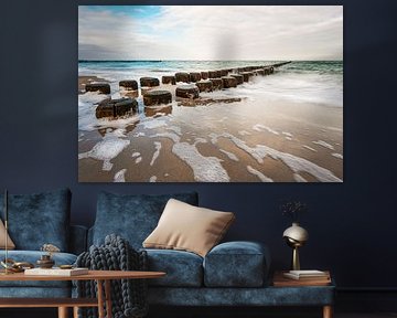 groynes on the Baltic Sea coast on the Fischland-Darß