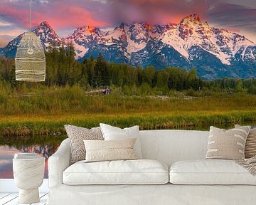 Zonsopkomst bij Schwabacher Landing, Wyoming