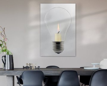 Glazen lamp met kaars van Tonko Oosterink