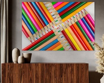 Abstract composition of a set wooden colour pencils von Tonko Oosterink