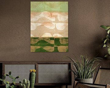 Paysage abstrait moderne en sauge et sable chaud sur Dina Dankers