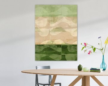 Paysage abstrait moderne dans les tons chauds de sable et de sauge