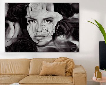 Adriana Lima: Double Exposure Rosen (schwarz & weiß)