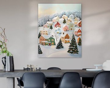 Bunte Häuser Winterwunderland