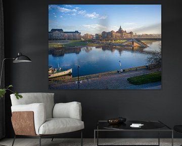 Dresden - Elbe met ingestorte Carolabrug van t.ART