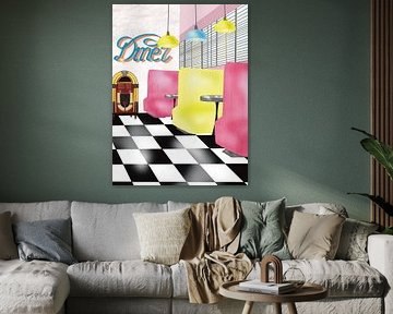 Neonkleuren en de Soul van de Diner van Art Prints