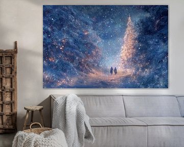 Promenade de Noël dans la forêt lumineuse Magie hivernale enchantée sur Eva Lee