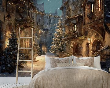 Kerststraat in Sneeuwval Warme Lichtjes en Winterpracht