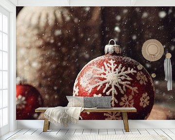 Kerstbal in Warme Wintersetting Nostalgische Sfeer