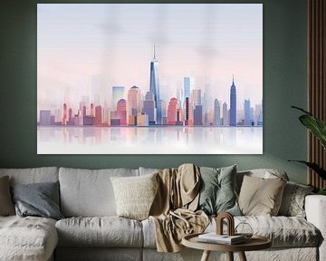 Minimalistische Skyline van New York van Thea