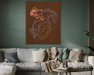 Cowgirl chevauchant un cheval d'élevage