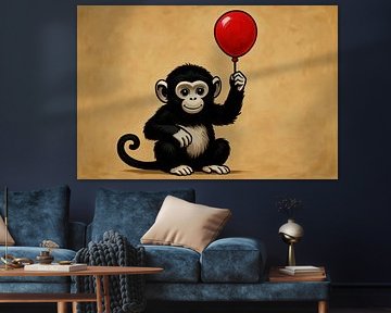 Cheerful monkey with balloon art
