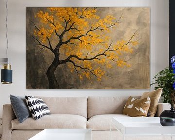 Branchy silhouette in misty atmosphere