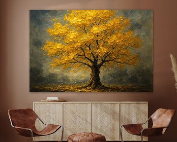 Radiant autumn tree with deep texture