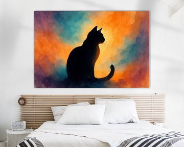 Silhouette cat with soft glow