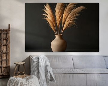 Pampas grass with pottery vase by Imperial Art House