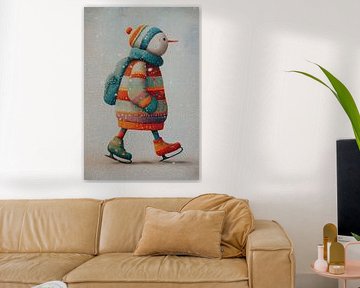 snowman | Skating Snowman by ARTEO Paintings