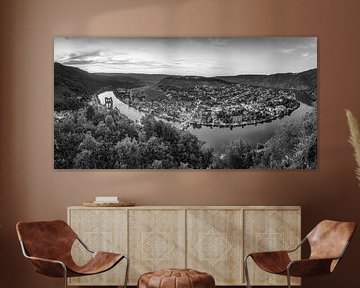 Traben-Trarbach sur la Moselle en noir et blanc