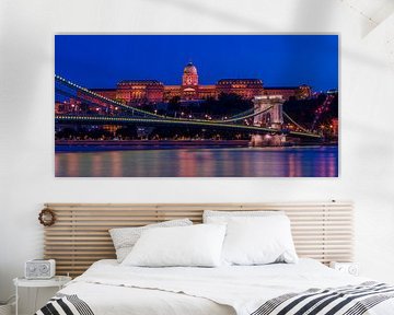 Budapest am Abend - Budaer Burg und Kettenbrücke