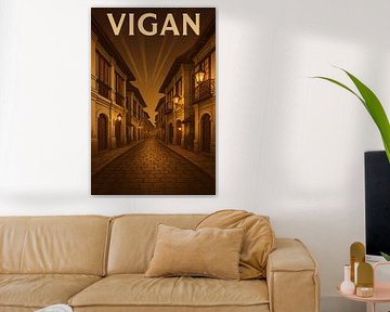 Vigan Calle Crisologo Poster – Vintage Spanish Colonial Heritage Art