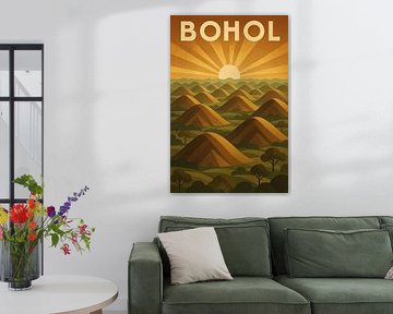 Bohol Chocolate Hills Poster – Vintage Earth Tones Landscape Art