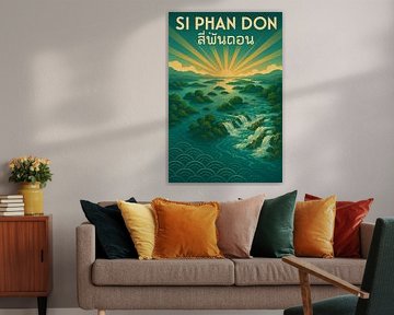 Si Phan Don Vintage Travel Poster - 4000 Inseln & Wasserfälle Kunst