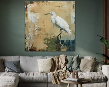 Reiher auf Holzpfahl