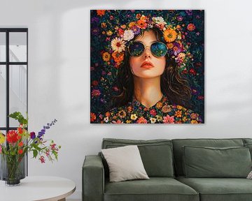 Flowers Reflection | Woman Colourful Flowers by Eye catching paintings