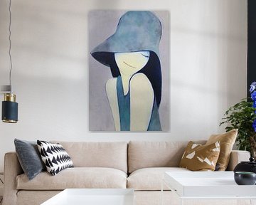 Smile Under Blue Hat by ARTEO Paintings