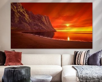 beautiful fantasy sunset over the ocean