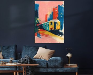 Abstract train in bold colours by Niklas Maximilian