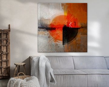 Chorégraphie abstraite en orange et noir - Dancing Duo