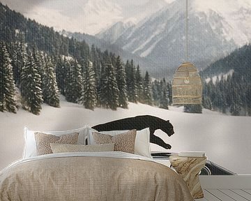 Black Jaguar Apres Ski Vintage Winter Classic Car by Dagmar Pels