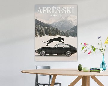 Black Jaguar Apres Ski Vintage Winter Auto van Dagmar Pels