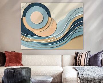 Modern ART made of circles and waves in pastel colours by Lindenthal.ART