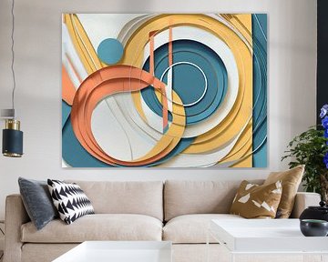 Modern ART Collage mit Kreisen in Pastell Farben