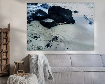 Black Stone At The Sands Beautiful Beach