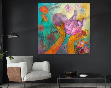 Celebrating new life at unconditional love. by Schilderij van Mirjam