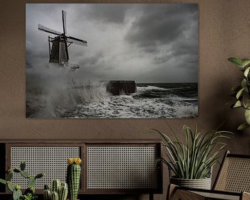 Oranjemolen Vlissingen pendant la tempête Benjamin sur Jules van Rosmalen