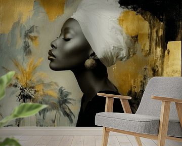 Afrikaanse vrouw met gouden accenten